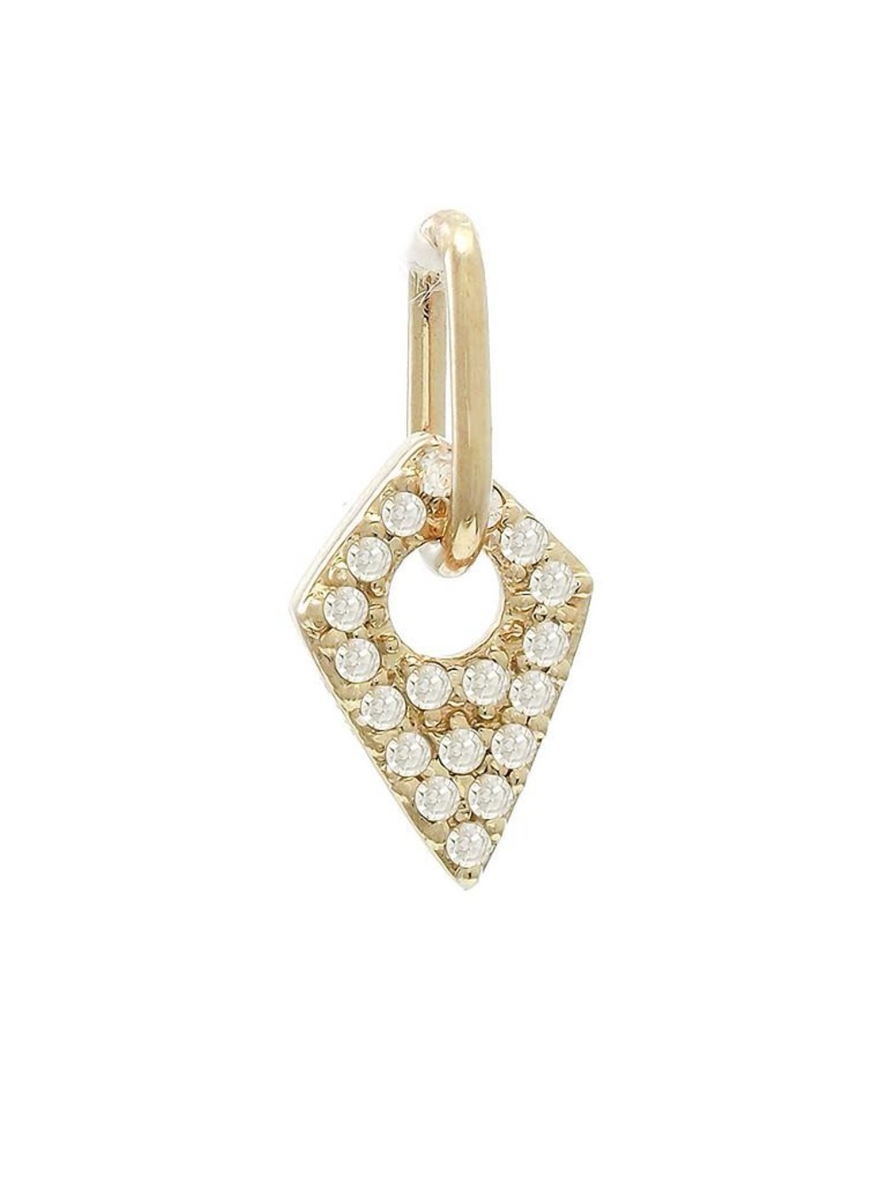 14K Real Yellow Single Micro Pave Diamond Pendant 5X9mm